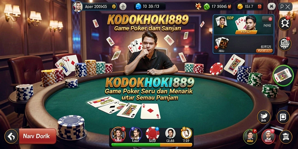 Tampilan gameplay poker yang menegangkan di KODOKHOKI889.