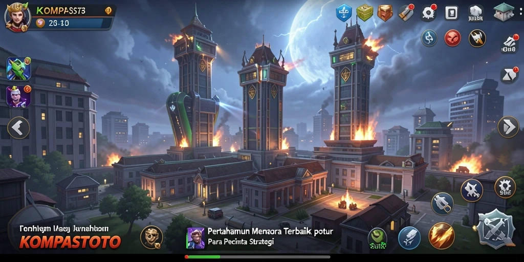 Gameplay seru Tower Defense dalam KOMPASTOTO yang menantang dan strategis.