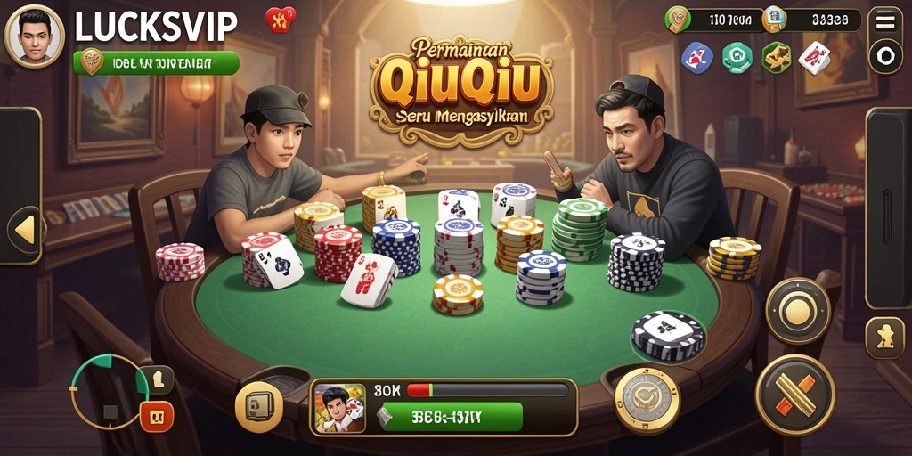 Screenshot menunjukkan gameplay seru LUCKSVIP dalam permainan QiuQiu.