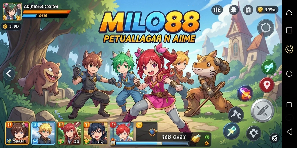 Tampilan gameplay seru di dunia anime yang imersif.