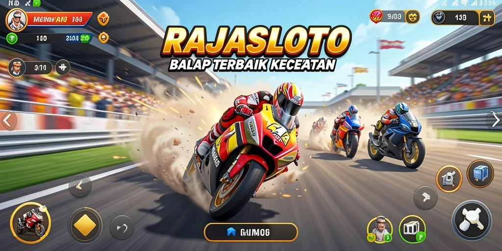Screenshot gameplay RAJASLOTO yang menunjukkan aksi balap yang mendebarkan.