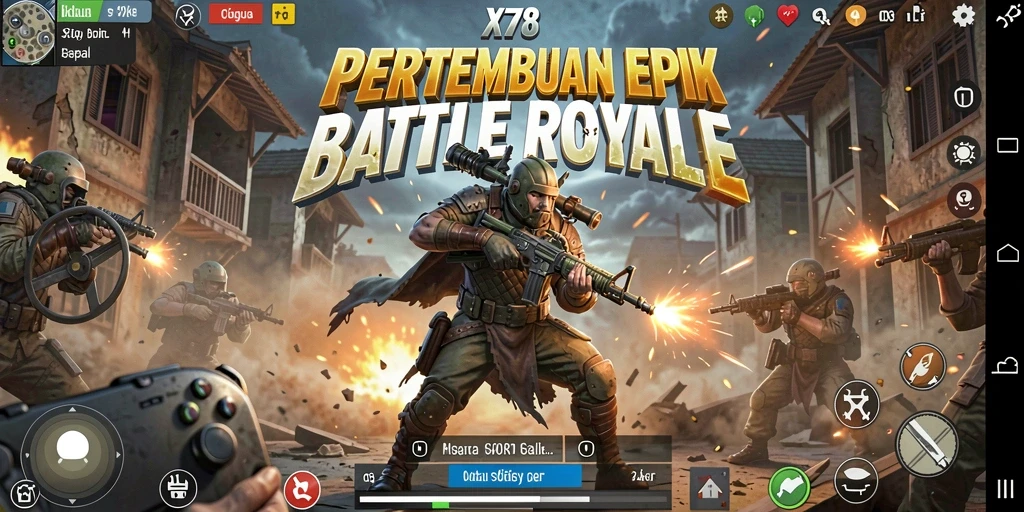 Gameplay X78 menampilkan aksi seru dalam pertempuran Battle Royale.